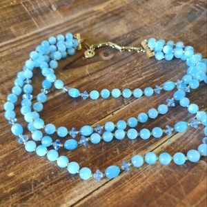 Vintage Blue Moonglow Lisner Necklace